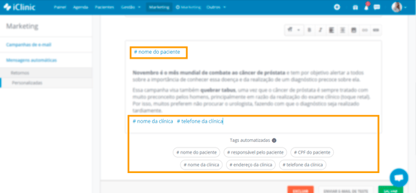 hashtag nome do paciente