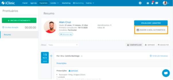 inserir e mail automático