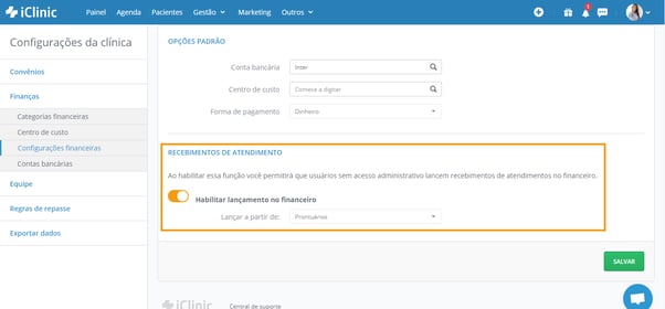 recebimento pelo prontuário