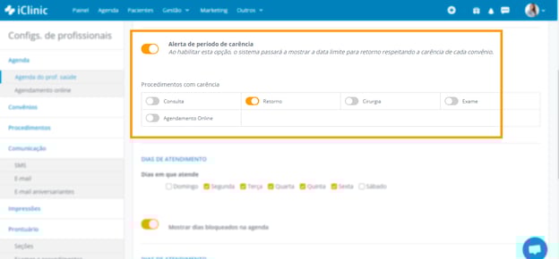 alerta de periodo de carência