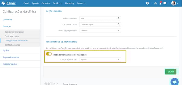 habilitar agendamento pela agenda
