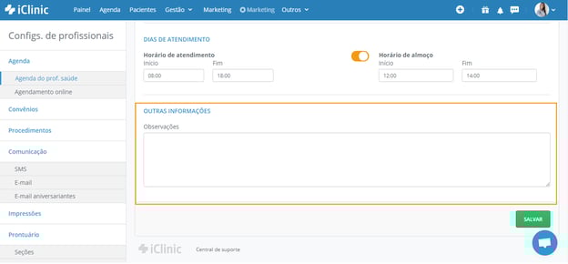 outras informações - obs